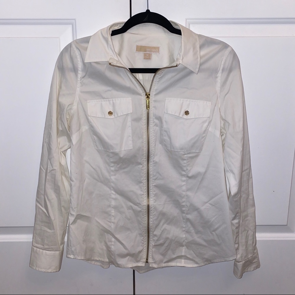 Michael Michael Kors White Zipper Top